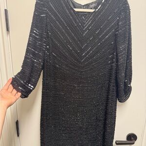 Parker Black Sequin Long Sleeve Dress